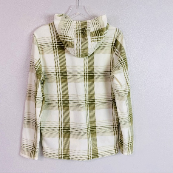 O’Neill Olive Green/Cream Plaid Fleece 3/4 Zip Hoodie Size M - Picture 2 of 5